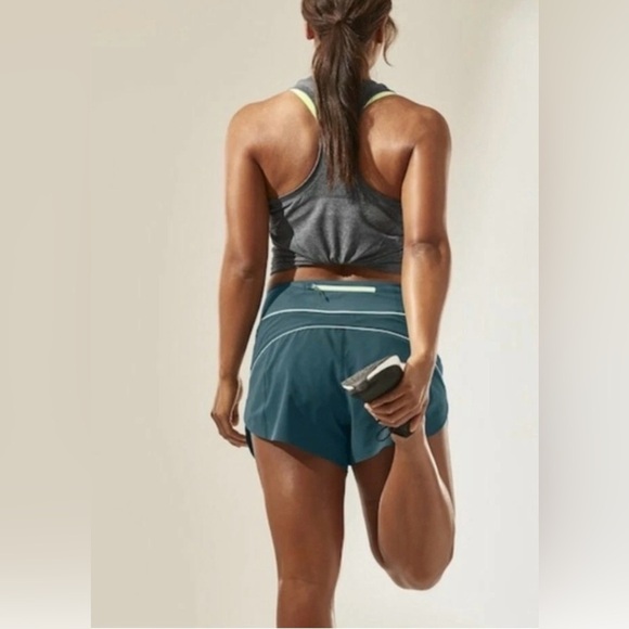 Athleta Pants - ATHLETA Run With It Piping Shorts Oceanic Teal Quick-Dry Zip Pocket